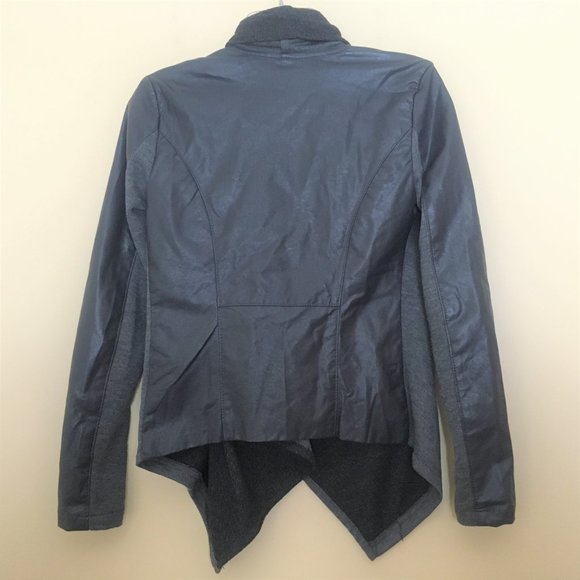 BLANK NYC Vegan Leather Moto Jacket XS Quiet Luxury Neutral Cozy - Picture 5 of 8